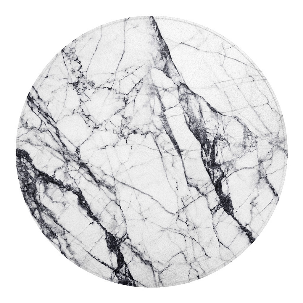 White Gray Scratch Marble Print Round Blanket