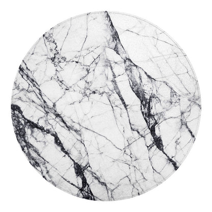 White Gray Scratch Marble Print Round Blanket