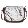 White Gray Scratch Marble Print Saddle Bag