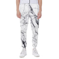 White Gray Scratch Marble Print Joggers