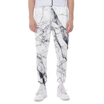 White Gray Scratch Marble Print Scuba Joggers
