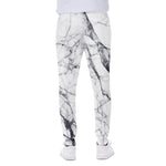 White Gray Scratch Marble Print Scuba Joggers