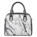 White Gray Scratch Marble Print Shoulder Handbag