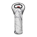 White Gray Scratch Marble Print Single Neoprene Wine Tote
