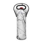 White Gray Scratch Marble Print Single Neoprene Wine Tote