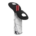 White Gray Scratch Marble Print Single Neoprene Wine Tote