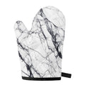 White Gray Scratch Marble Print Single Oven Mitt