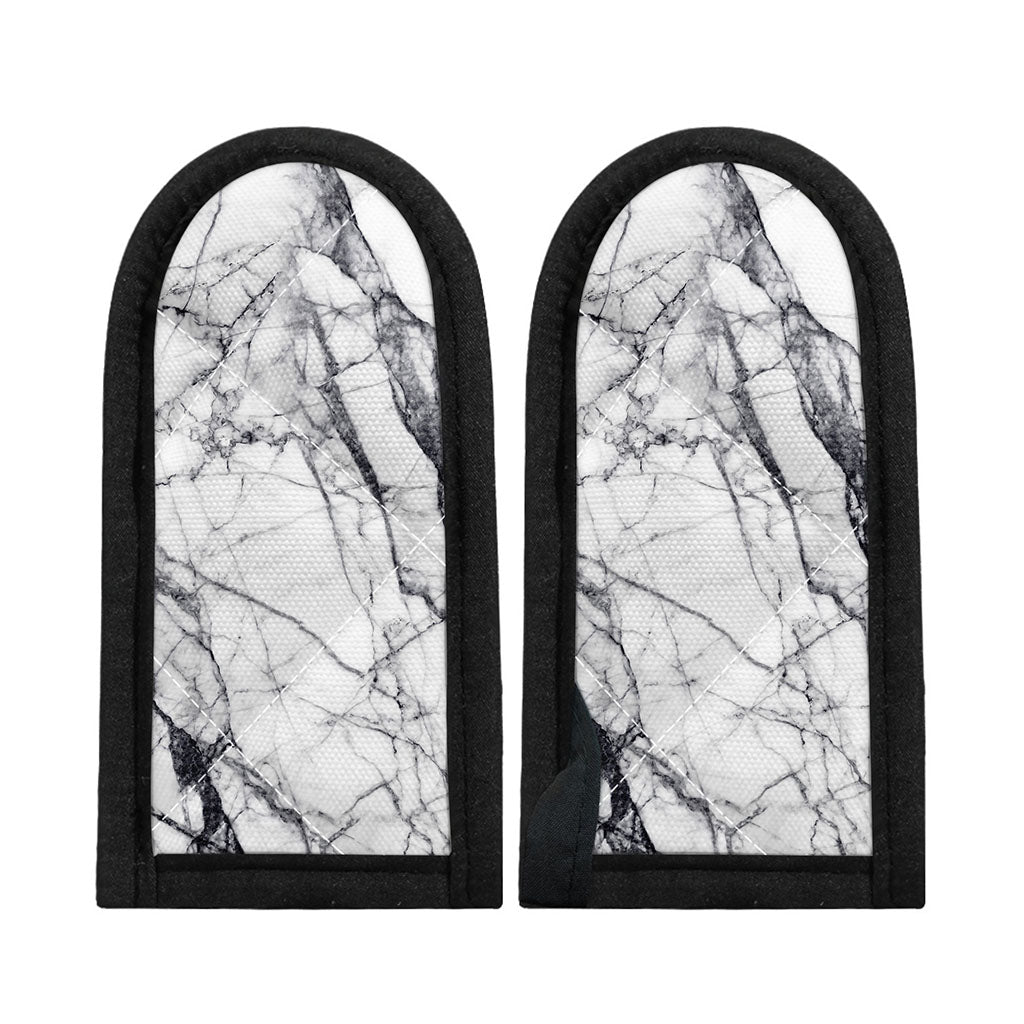 White Gray Scratch Marble Print Skillet Handle Cover