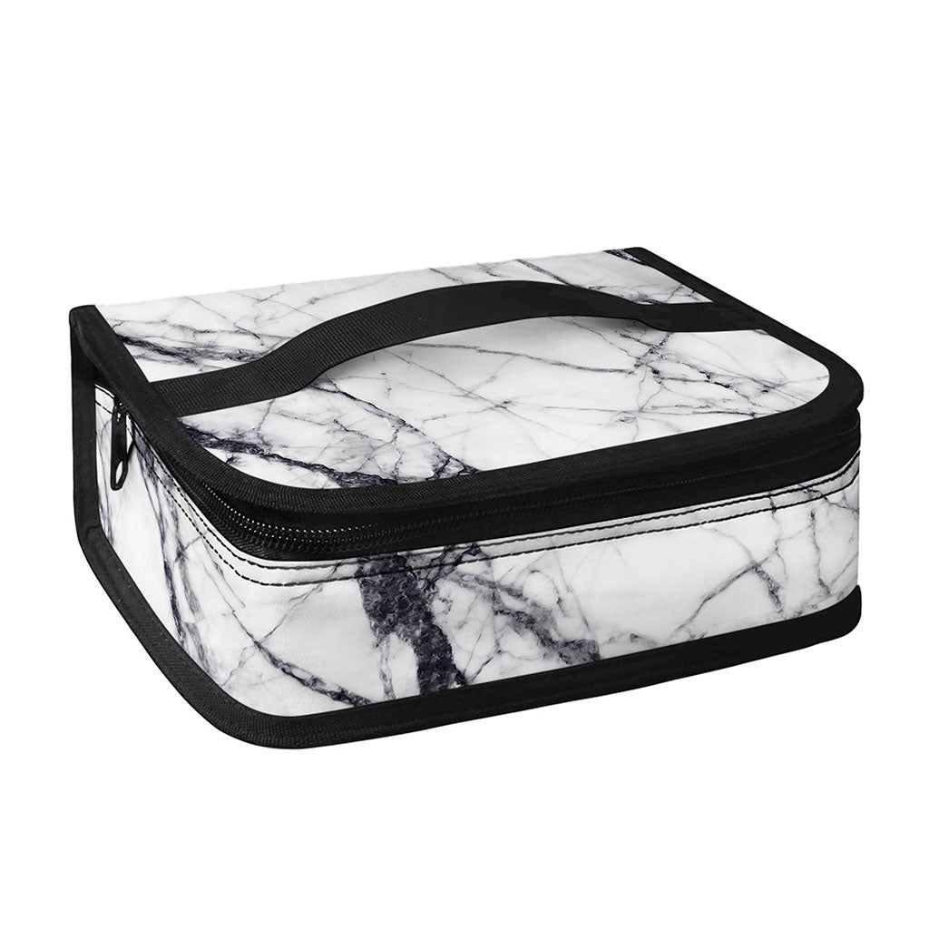 White Gray Scratch Marble Print Small Lunch Bag