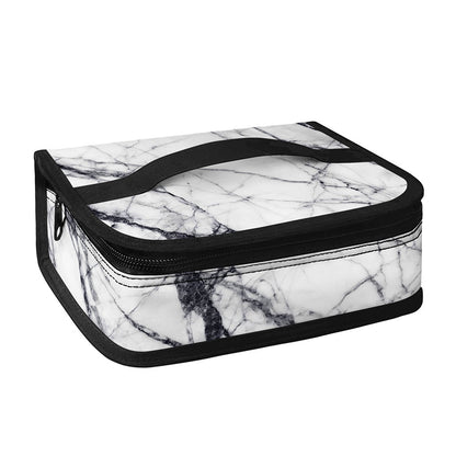 White Gray Scratch Marble Print Small Lunch Bag