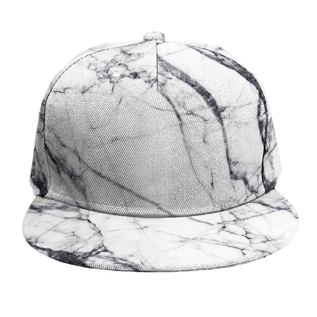 White Gray Scratch Marble Print Snapback Cap