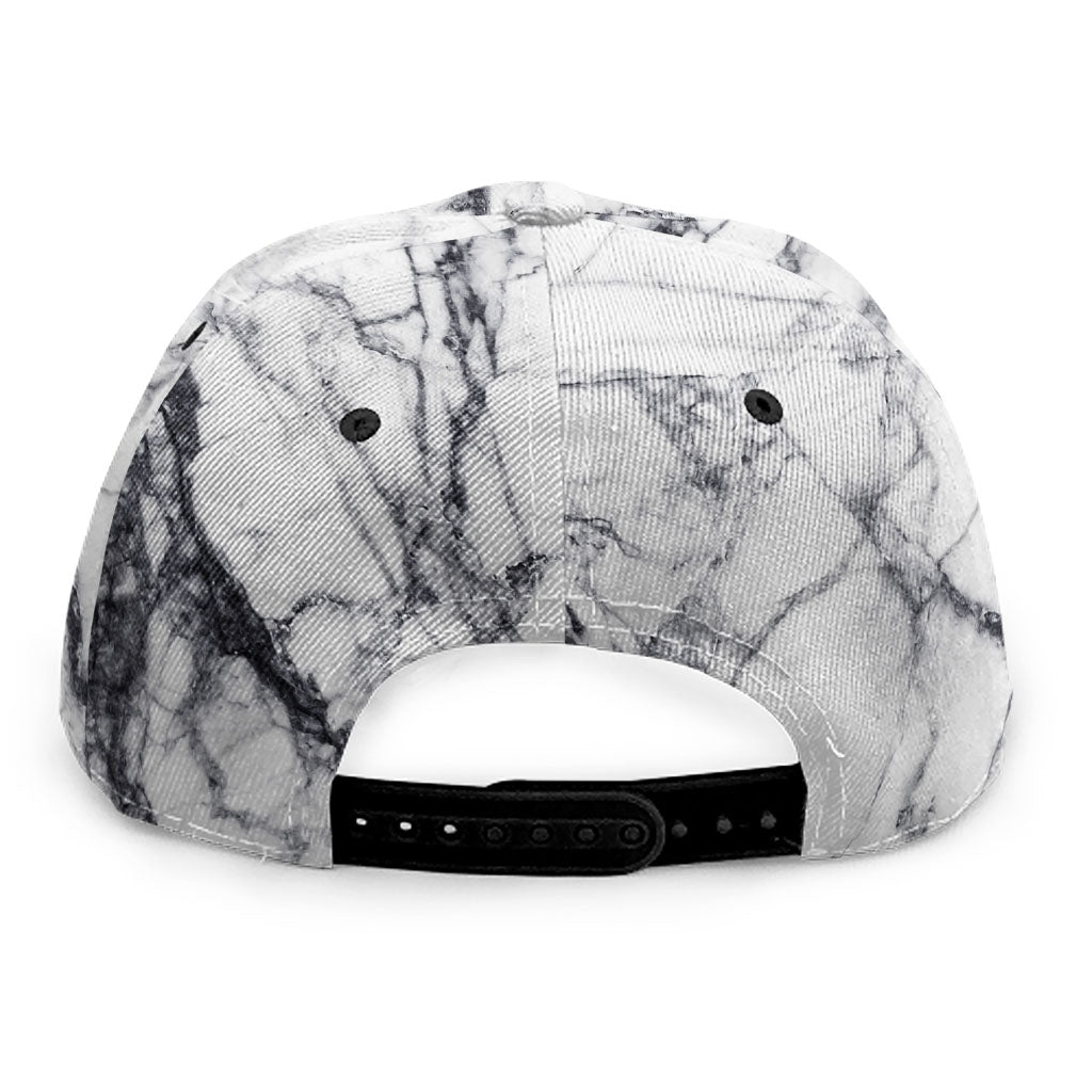 White Gray Scratch Marble Print Snapback Cap