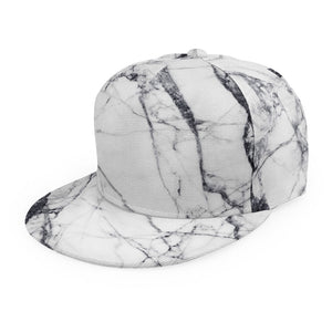 White Gray Scratch Marble Print Snapback Cap