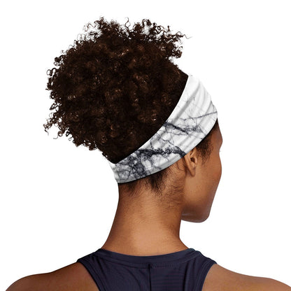 White Gray Scratch Marble Print Sports Headband