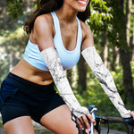 White Gray Scratch Marble Print Sun Protection Arm Sleeves