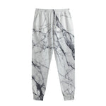 White Gray Scratch Marble Print Sweatpants