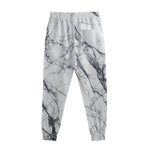 White Gray Scratch Marble Print Sweatpants
