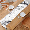 White Gray Scratch Marble Print Table Runner