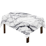 White Gray Scratch Marble Print Tablecloth
