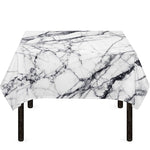 White Gray Scratch Marble Print Tablecloth