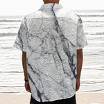 White Gray Scratch Marble Print Textured Short Sleeve Shirt