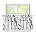 White Gray Scratch Marble Print Tier Curtains