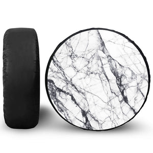 White Gray Scratch Marble Print Tire Cover