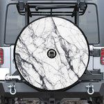 White Gray Scratch Marble Print Tire Cover With Camera Hole