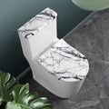 White Gray Scratch Marble Print Toilet Lid And Tank Cover Set