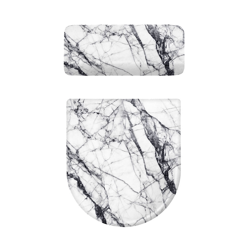 White Gray Scratch Marble Print Toilet Lid And Tank Cover Set