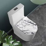 White Gray Scratch Marble Print Toilet Lid Cover