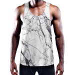 White Gray Scratch Marble Print Training Tank Top