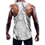White Gray Scratch Marble Print Training Tank Top