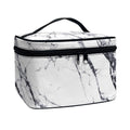 White Gray Scratch Marble Print Travel Makeup Bag