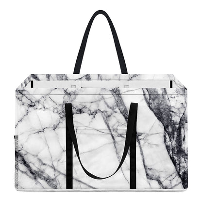 White Gray Scratch Marble Print Utility Tote Bag