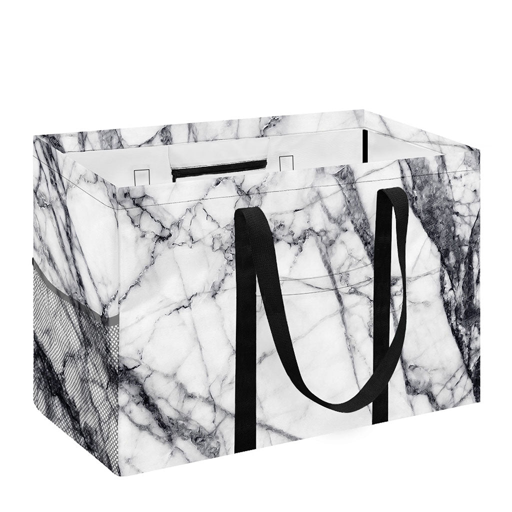 White Gray Scratch Marble Print Utility Tote Bag