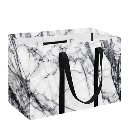 White Gray Scratch Marble Print Utility Tote Bag