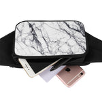 White Gray Scratch Marble Print Waist Bag