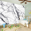 White Gray Scratch Marble Print Wall Sticker