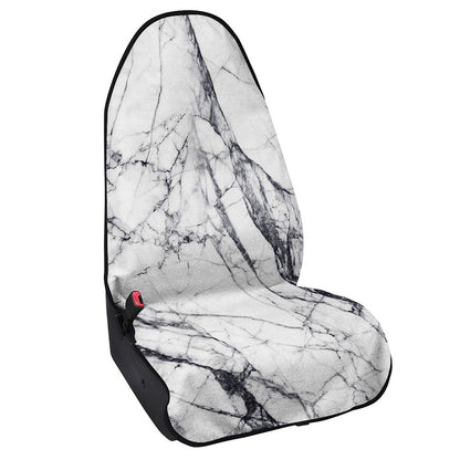 White Gray Scratch Marble Print Waterproof Car Seat Cover