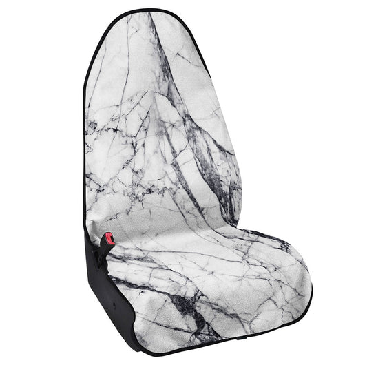 White Gray Scratch Marble Print Waterproof Car Seat Cover