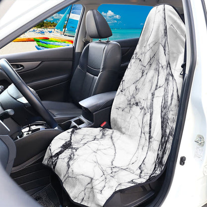 White Gray Scratch Marble Print Waterproof Car Seat Cover