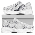 White Gray Scratch Marble Print White Chunky Shoes