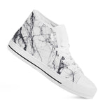 White Gray Scratch Marble Print White High Top Sneakers