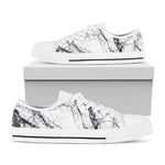 White Gray Scratch Marble Print White Low Top Sneakers