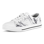 White Gray Scratch Marble Print White Low Top Sneakers