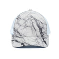 White Gray Scratch Marble Print White Mesh Trucker Hat