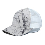 White Gray Scratch Marble Print White Mesh Trucker Cap
