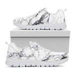 White Gray Scratch Marble Print White Running Shoes