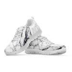 White Gray Scratch Marble Print White Running Shoes
